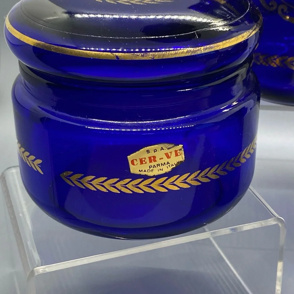 Apothecary jars. Made in Italy. Cobalt blue. 1960-70s.